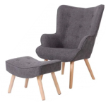 Jacob Chair & Ottoman - Dark Grey
